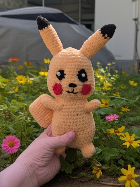 Handmade Other - Yellow Crochet Pikachu-Style Plush